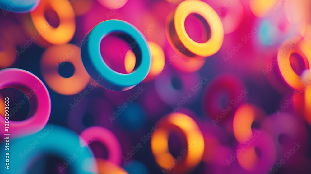 Aufkleber vibrant abstract 3d donut shapes floating background for modern design projects