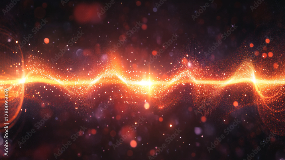 Poster abstract light streaks in a dark digital space background for technology concepts