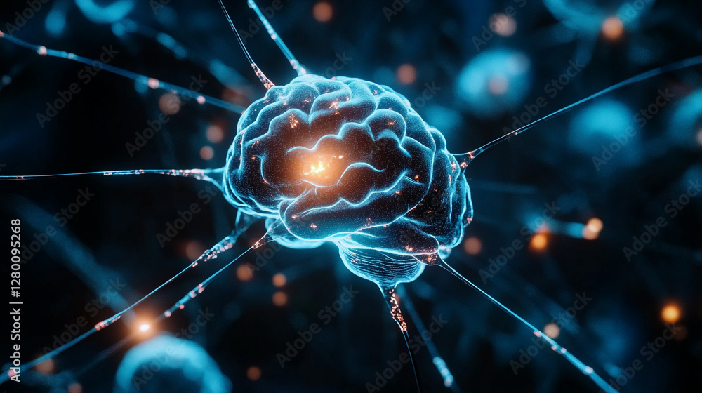 Aufkleber neural network intelligence concept with brain model