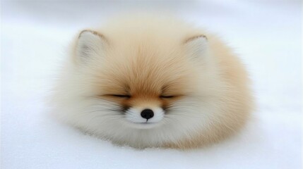 Obraz premium Fluffy fox kit sleeping snow winter wildlife postcard