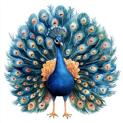 Detailed Peacock Displaying Colorful Plumage