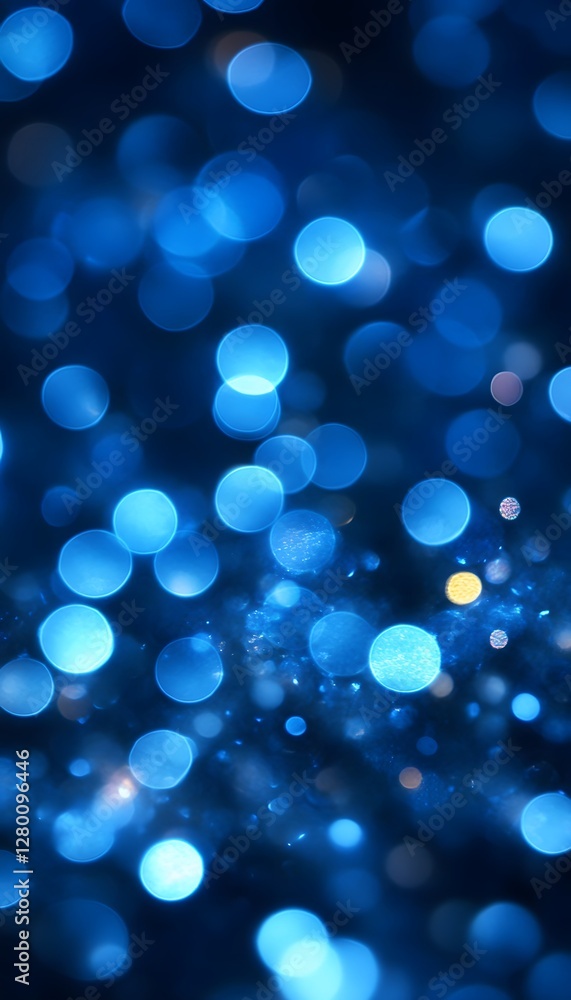 Poster shimmering blue circles that create abstract bokeh effect background