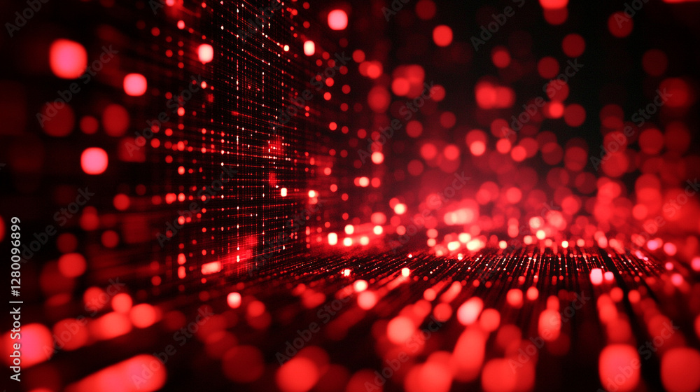 Poster red digital data stream background for technology