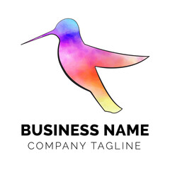 Creative Colorful Watercolor Hummingbird Business Logo