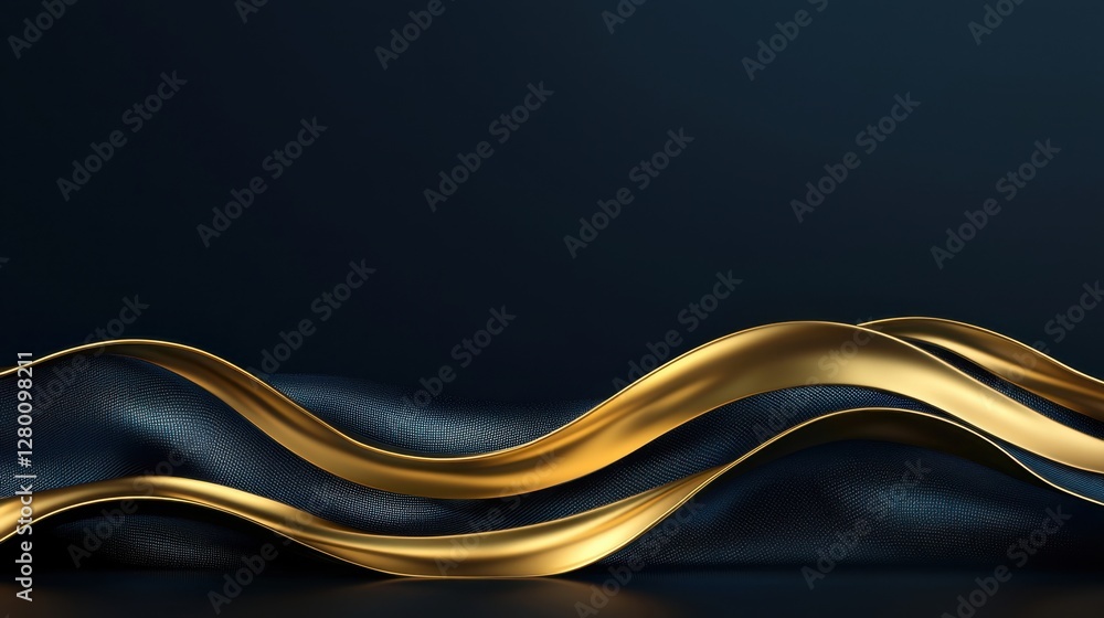 Poster elegant gold and black waves background in smooth flowing design creating a luxurious and modern atm