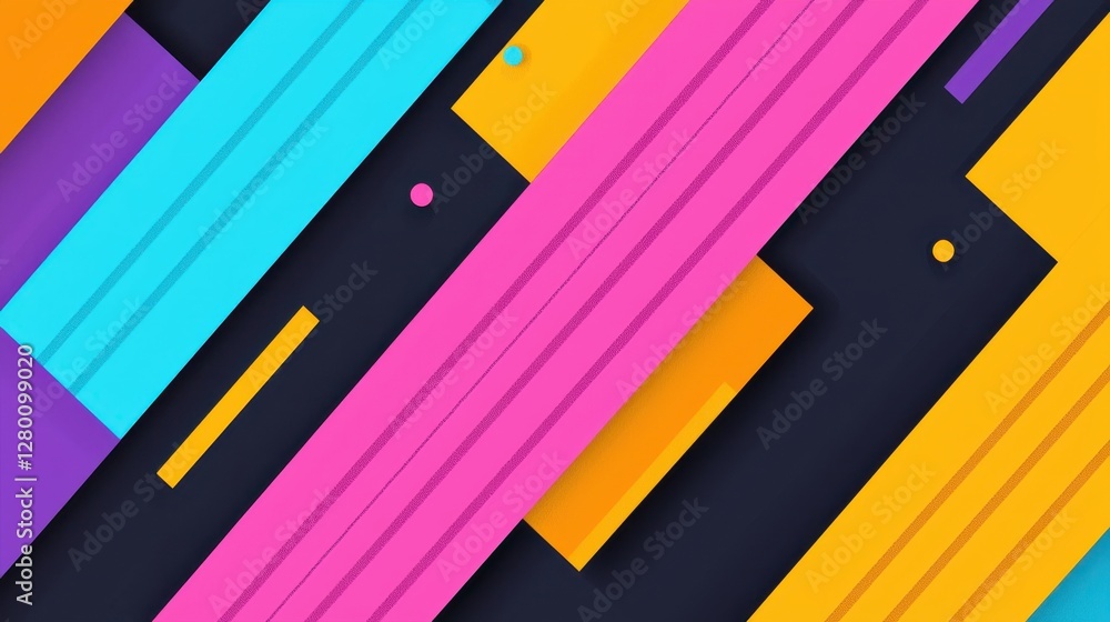 Aufkleber vibrant geometric pattern with diagonal stripes in bold colors and dynamic composition for modern ar