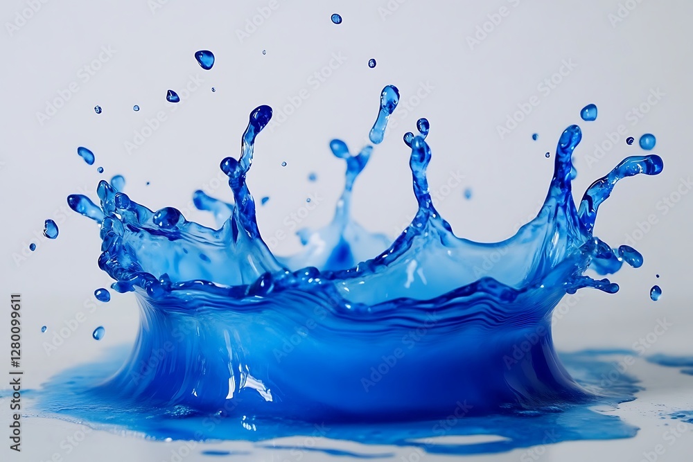 Poster blue water splash macro close up isolated on white background with clipping path