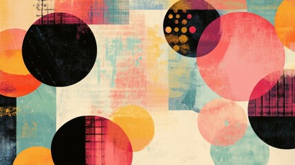 Abstract Colorful Circles Artwork: A Vintage-Inspired Composition