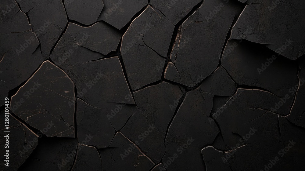 Poster dark cracked surface texture with intricate patterns and natural highlights for abstract background 