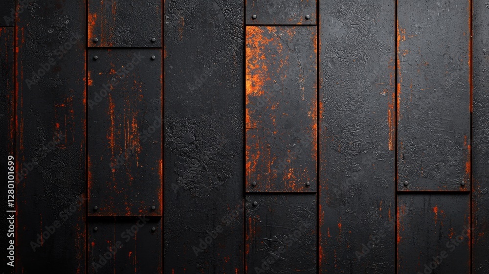 Poster textured black wooden surface with rusty elements and unique patterns for background or design use