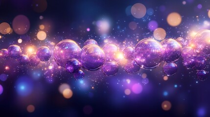 Glowing Spheres Floating in a Dark and Colorful Background