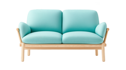 Blue couch with wooden frame image