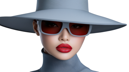 Woman in gray hat and sunglasses image