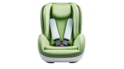 3D rendered green car seat, a concept object for car ride safety for infants and young children