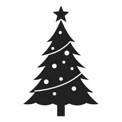 Christmas tree icon. Decorated Christmas tree vector icon on white background.
