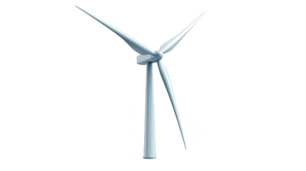 Wind turbine generating clean energy on a white background