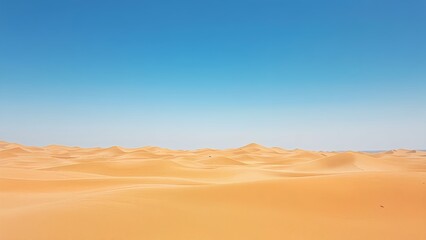 Fototapeta premium A vast desert with pixelated sand dunes, glitch effects causing parts of the landscape to shift colors and distort as if breaking into a digital void