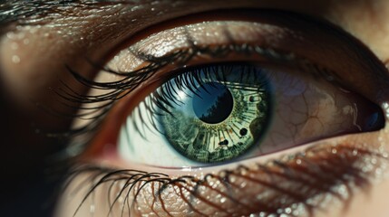 Close-Up of a Man's Eye with Unique Color Reflecting Currency