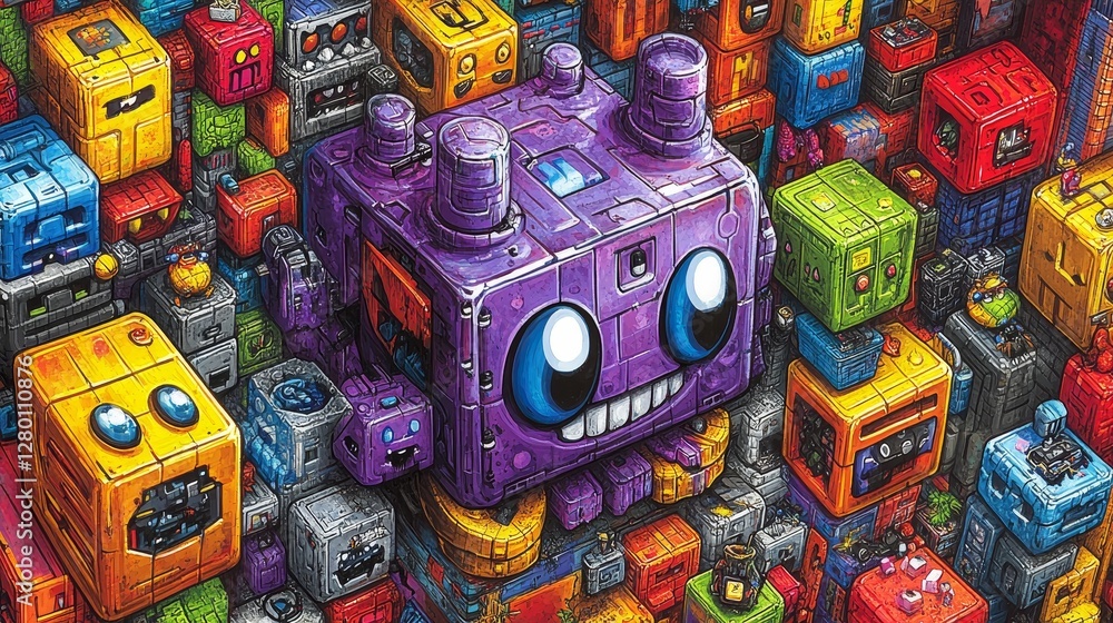 Poster pixelated pals a colorful array of crystalline creatures bursting with personality and charm in a da