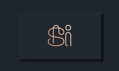 Minimal clip initial letter SI logo