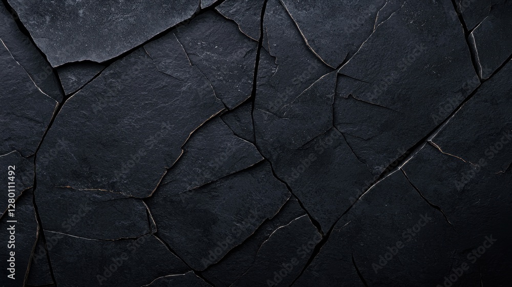 Poster dark and cracked slate background texture for use in design projects and creative work aesthetic fea