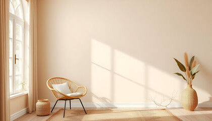 Natural Daylight in Boho Style Room: Perfect Background for Promotions