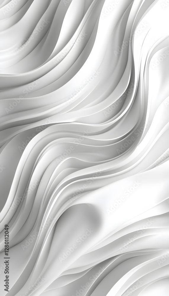 Poster white abstract flowing curvy layers and smooth elegant design