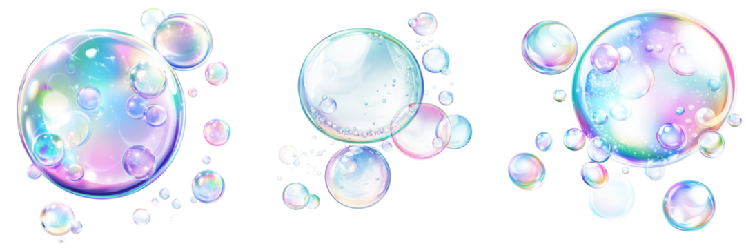 Colorful bubbles on transparent background . Clipart