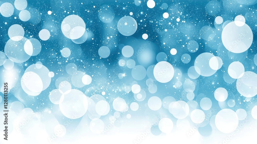 Aufkleber beautiful abstract blue background with bokeh circles and shimmers creating a soft dreamy winter or 