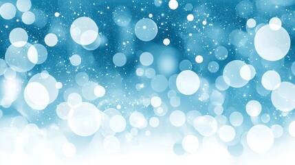 Beautiful Abstract Blue Background with Bokeh Circles and Shimmers Creating a Soft Dreamy Winter or Holiday Atmosphere for Design Projects
