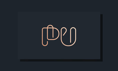 Minimal clip initial letter PU logo
