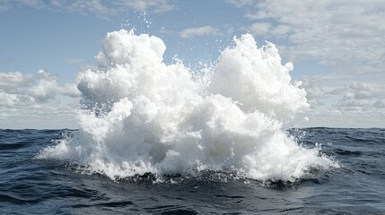 Fototapeta premium Ocean wave explosion, sea foam, sky background, nature scene