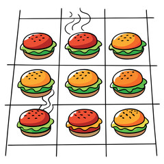 a-grid-layout-illustration-of-various-colorful-bur.eps