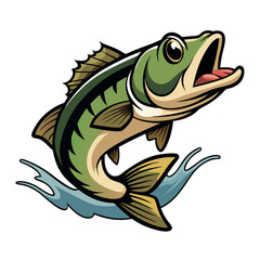Fototapeta premium a-majestic-largemouth-bass-emerges-from-the-depths.eps