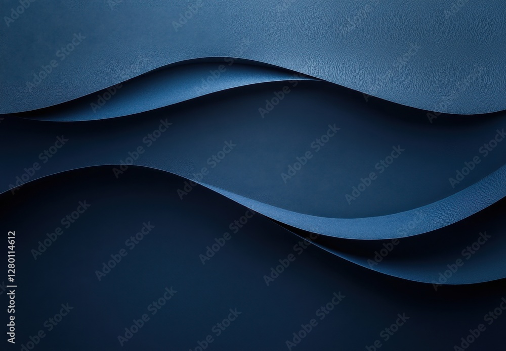 Poster abstract dark blue waves with smooth curves creating a calming and serene background design suitable