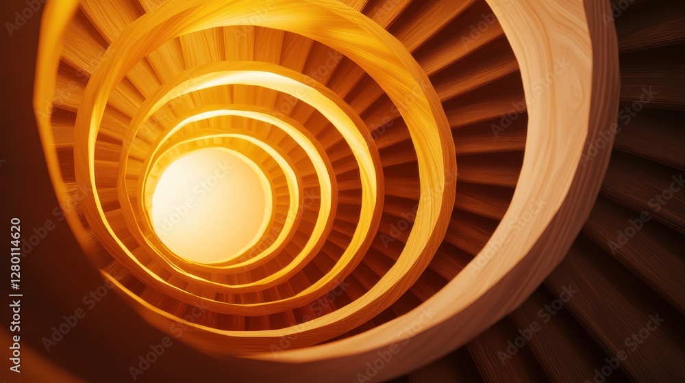 Aufkleber a spiral staircase illuminated by warm light creates an inviting and dynamic visual effect, drawing 
