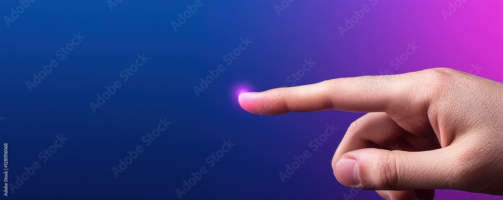 Poster a hand reaches toward a glowing point against a gradient background, symbolizing connection and inte