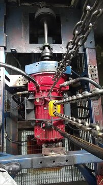 Allison Transmission HT 750 and CLT 750 series Dyno Test in a Professional Automotive Workshop or Test bench at Balikpapan. Red color