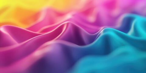 Obraz premium A vibrant wave of colorful fabric in shades of pink, purple, and blue, creating a smooth, flowing texture.