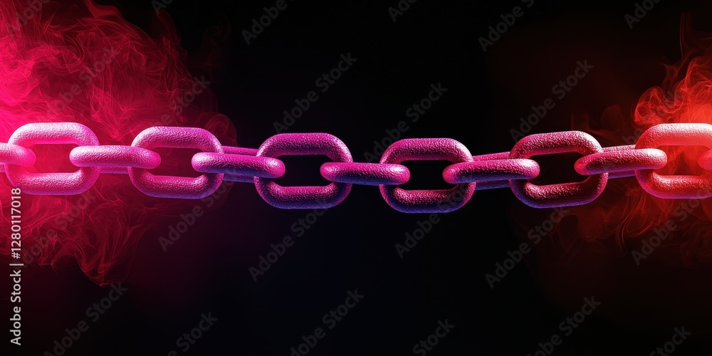 Poster a vibrant, illuminated chain glimmers against a dark background, showcasing a dynamic interplay of c
