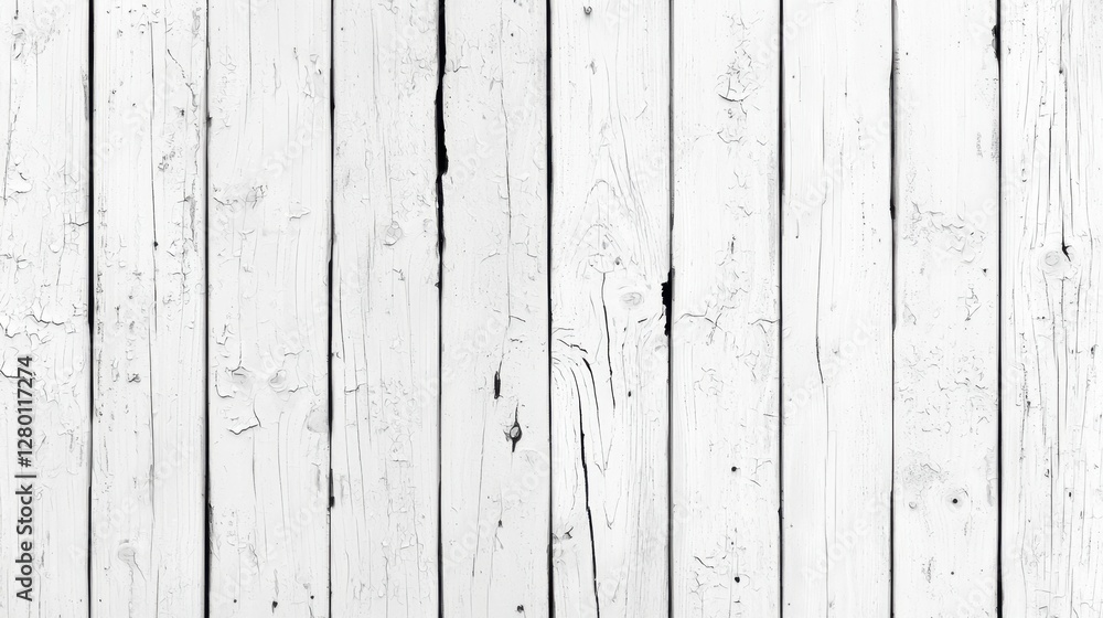 Poster textured white wooden planks with natural grain patterns and weathered finish for background or desi