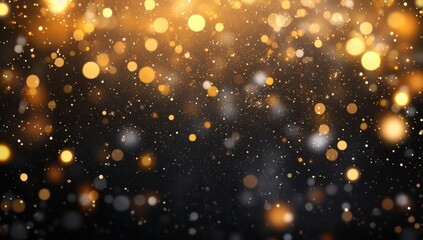 Obraz premium Abstract shimmering bokeh background with golden and white sparkling lights in a blurred setting for festive celebrations or elegant designs