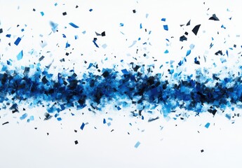 Abstract Splash of Blue Confetti Particles on White Background for Creative and Artistic Applications in Digital and Print Design Projects