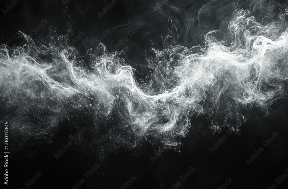 Poster abstract swirling white smoke on black background creating ethereal and mysterious atmosphere for ar