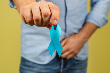 Highlighting awareness for prostate cancer with a blue ribbon
