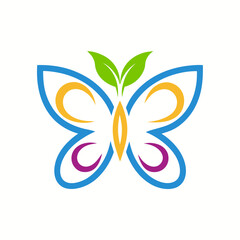 set of abstract colorful butterflies