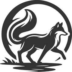 Fototapeta premium A fox walking away with its tail dragging on the ground vector