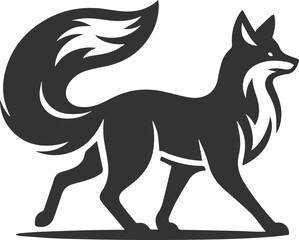 A fox walking away with its tail dragging on the ground vector