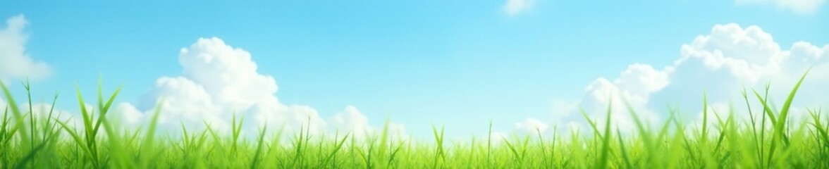 Obraz premium Soft focus of blue sky with tall grasses in foreground, soft focus, tall grass