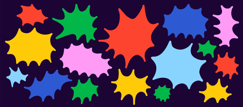 Colorful doodle vector badges collection. Bright color jagged stickers set. Funky abstract naive frames